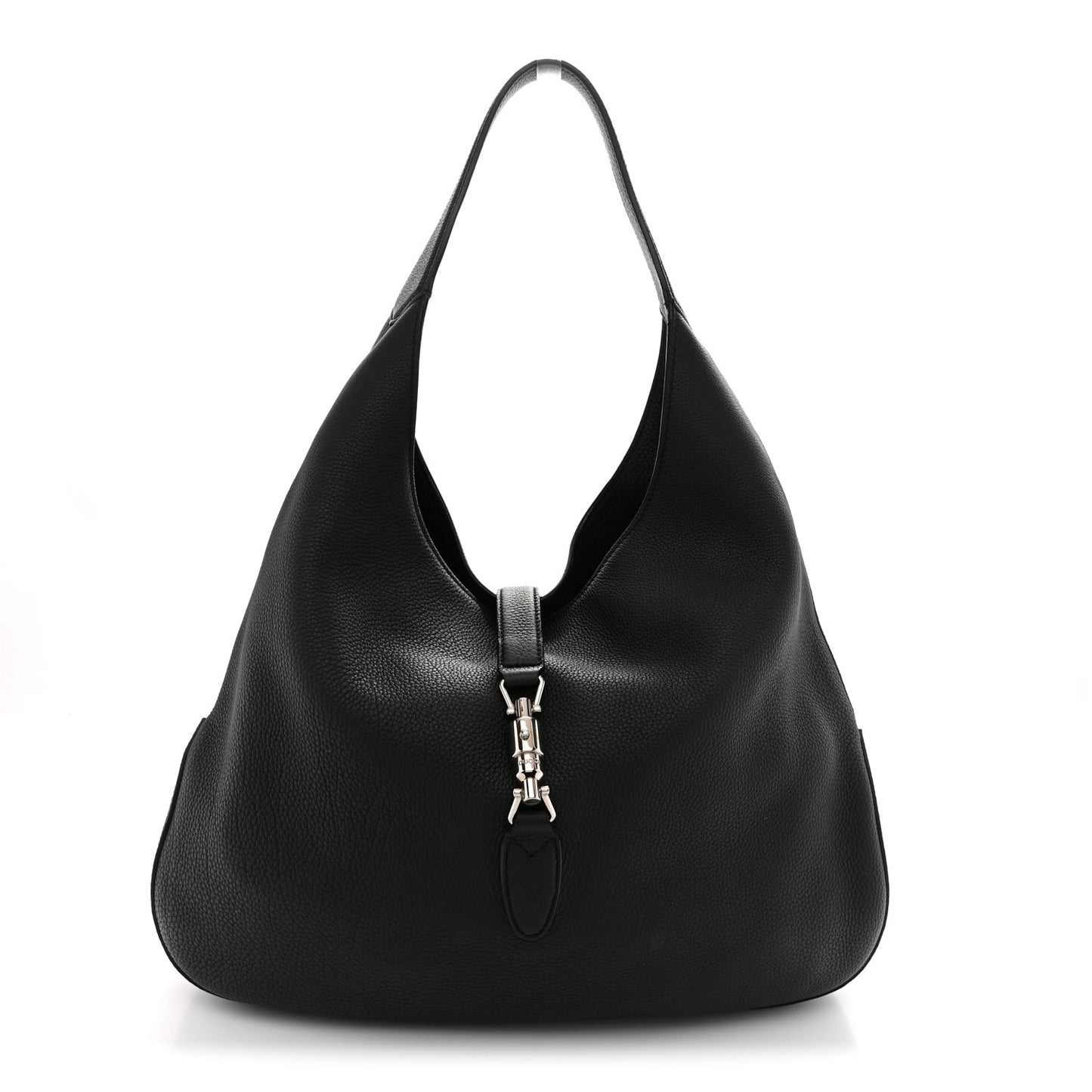 Soft Grained Calfskin Large Jackie Hobo Black