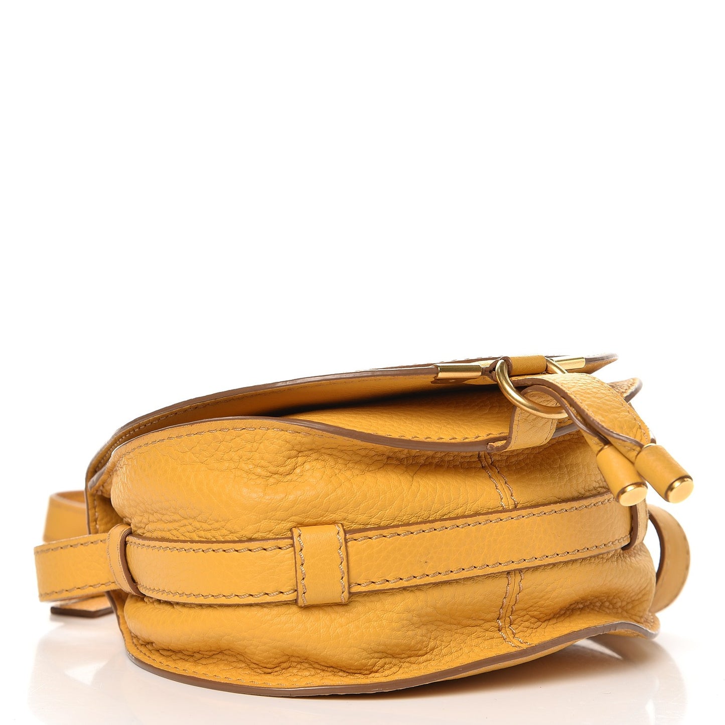 Calfskin Mini Marcie Round Crossbody Bag Curry Yellow