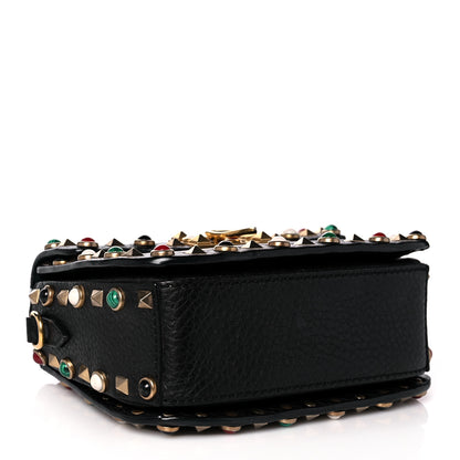 Valentino Garavani Pebbled Calfskin Rockstud Rolling Flip Lock Crossbody Bag Black 4 of 14