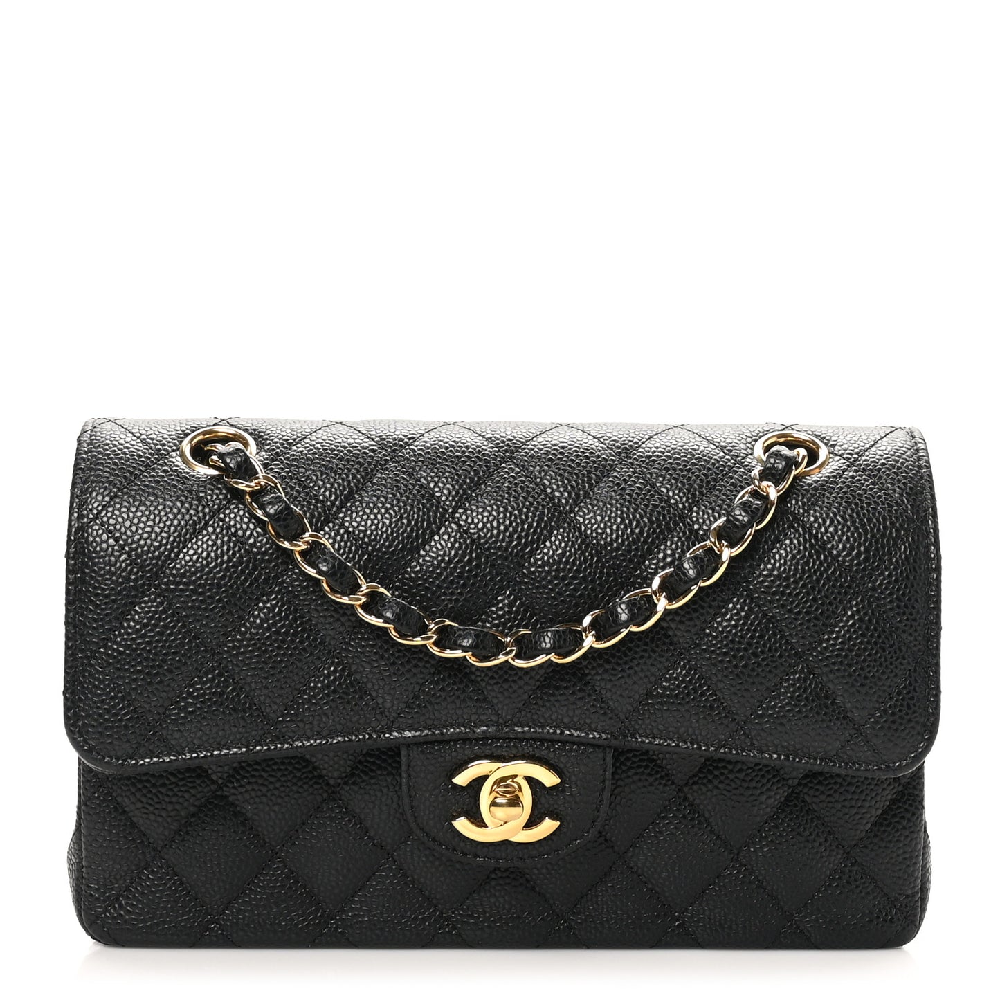 Caviar Quilted Small Double Flap Black