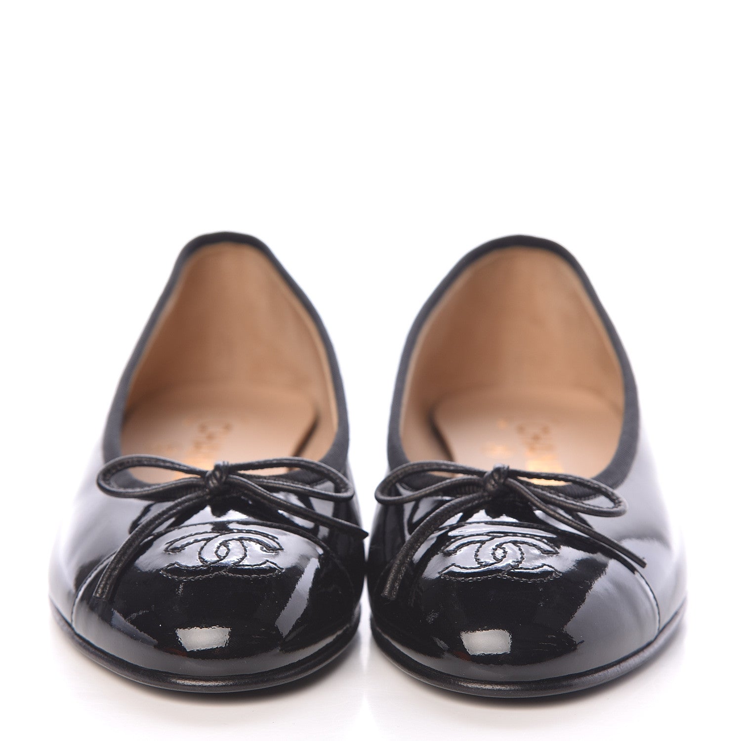 Chanel Patent CC Cap Toe Ballerina Flats 36.5 Black 2 of 8