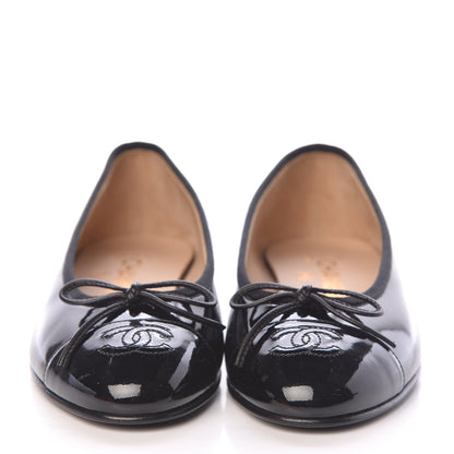 Chanel Patent CC Cap Toe Ballerina Flats 36.5 Black 2 of 8