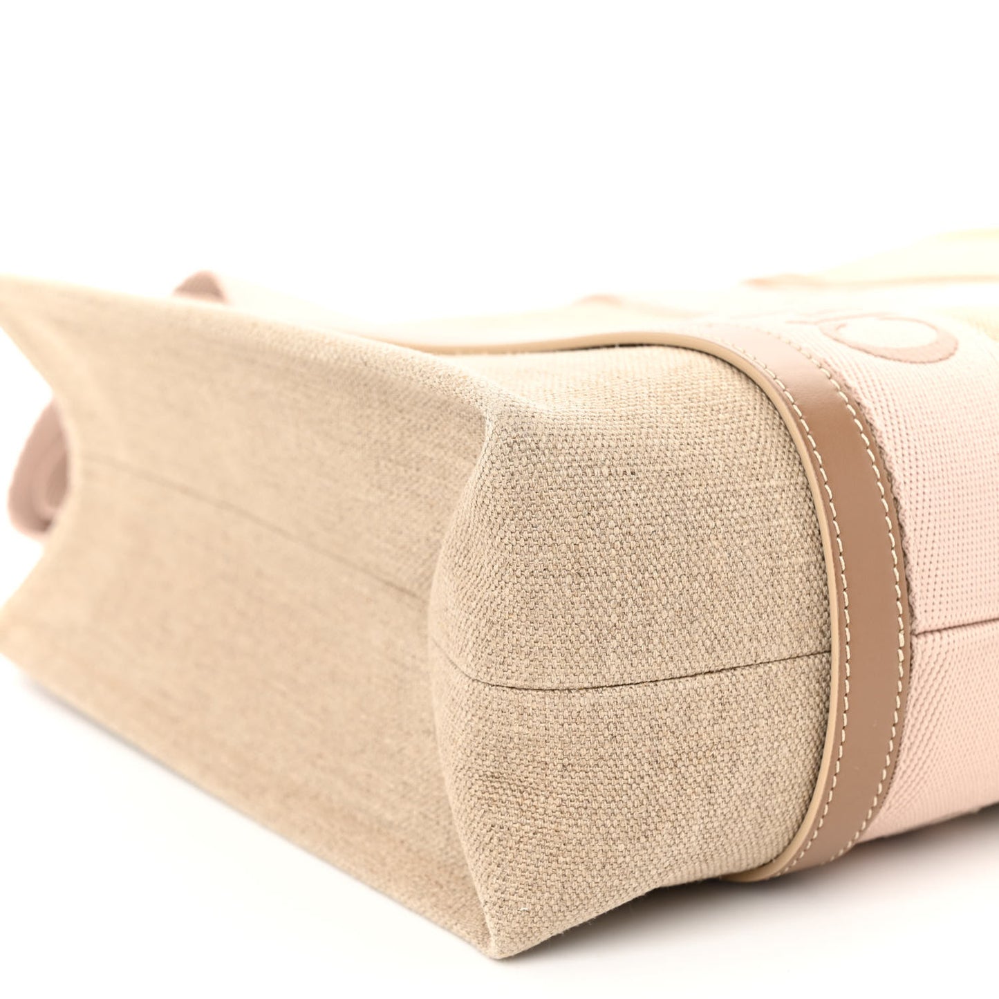 Linen Calfskin Medium Woody Ribbon Tote Blushy Beige