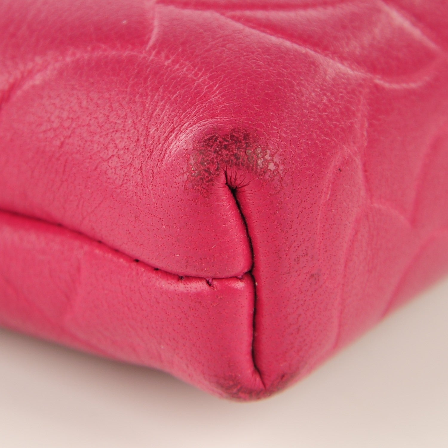 Chanel Lambskin Camellia Embossed Key Holder Case Fuchsia 8 of 10