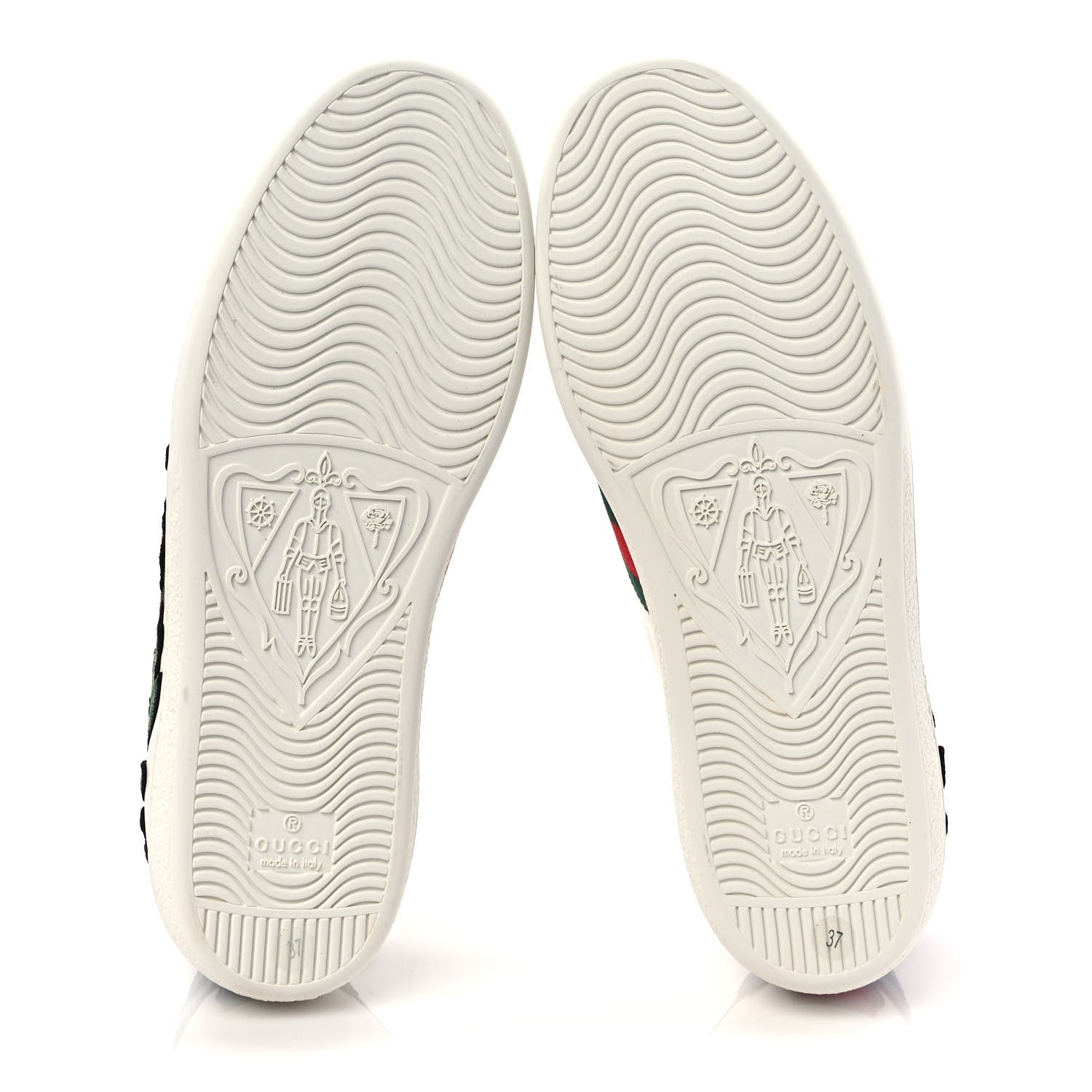 Gucci Calfskin Web Floral Embroidered Womens Ace Sneakers 37 White 5 of 9