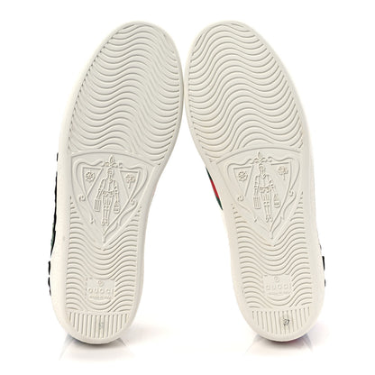 Gucci Calfskin Web Floral Embroidered Womens Ace Sneakers 37 White 5 of 9