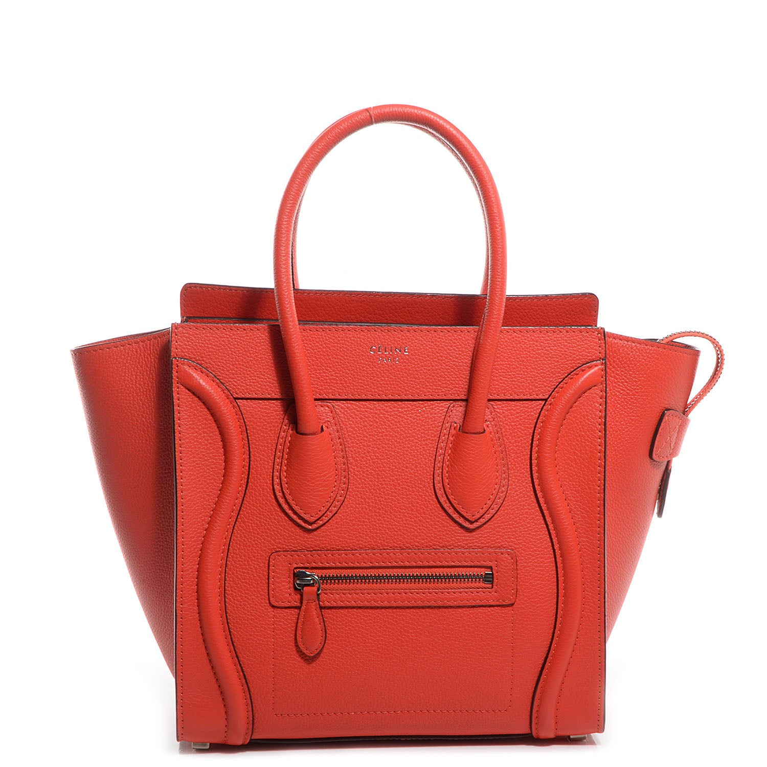 Celine Drummed Leather Micro Luggage Vermillion 1 of 8