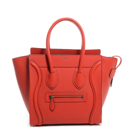 Celine Drummed Leather Micro Luggage Vermillion 1 of 8