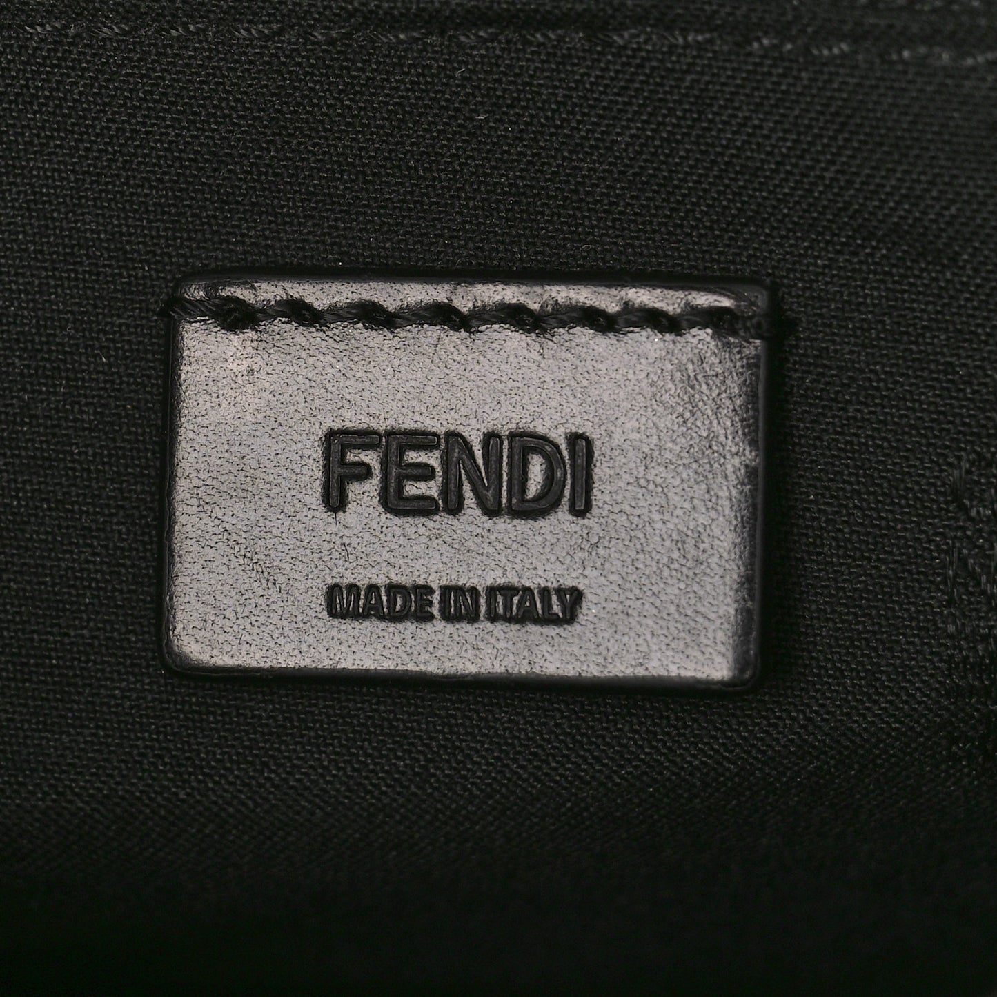 Canvas Vitello King FF Embroidered Medium Flat Baguette Sand Black