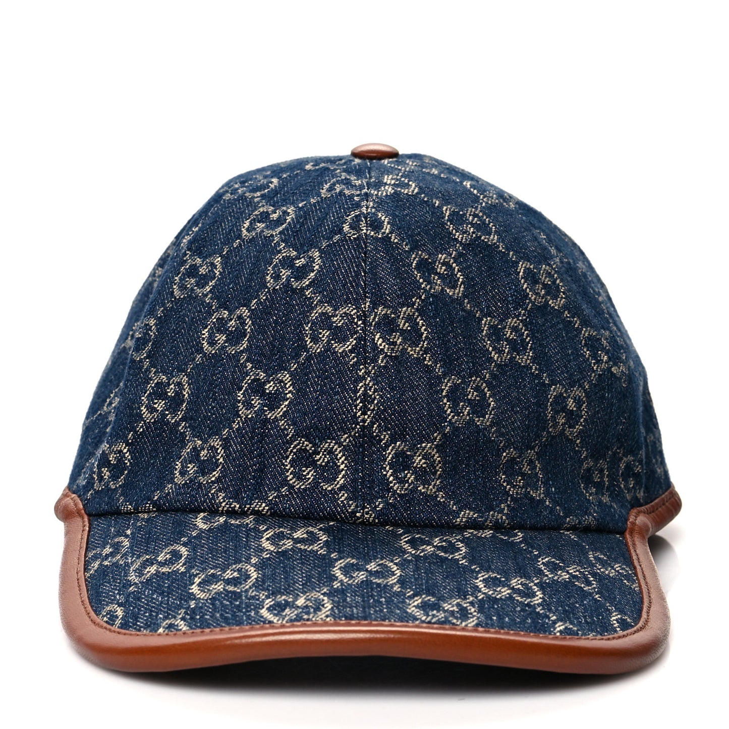 Washed Jacquard Denim Nappa GG Monogram Oscar Baseball Hat M Denim Cuir