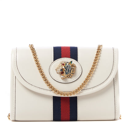 Gucci Textured Calfskin Web Mini Rajah Slim Flap Shoulder Bag Mystic White 1 of 10
