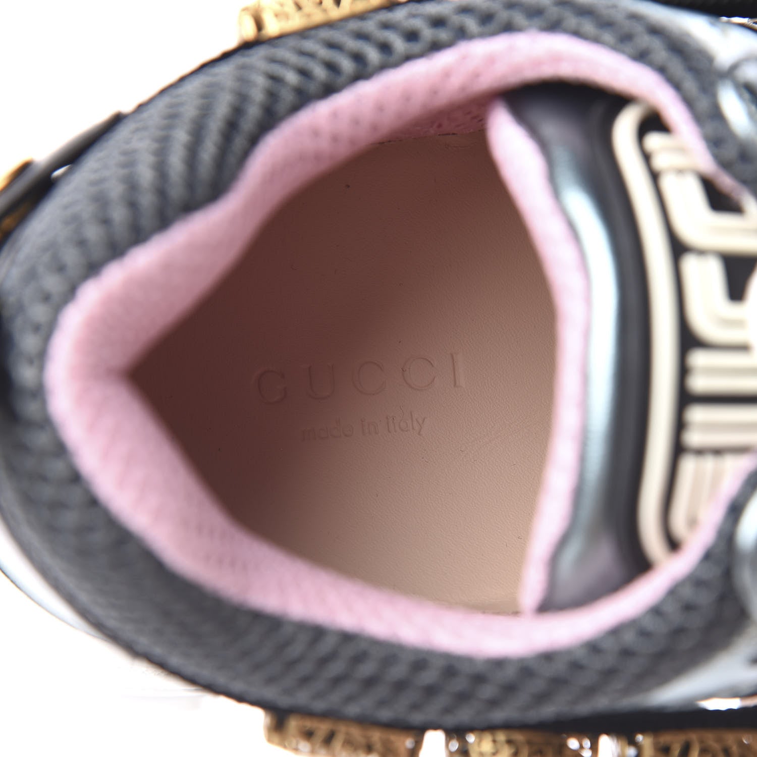 Gucci X SEGA Metallic Calfskin Removable Crystals Womens Flashtrek Sneakers 37 Lago Loess Silver 8 of 9
