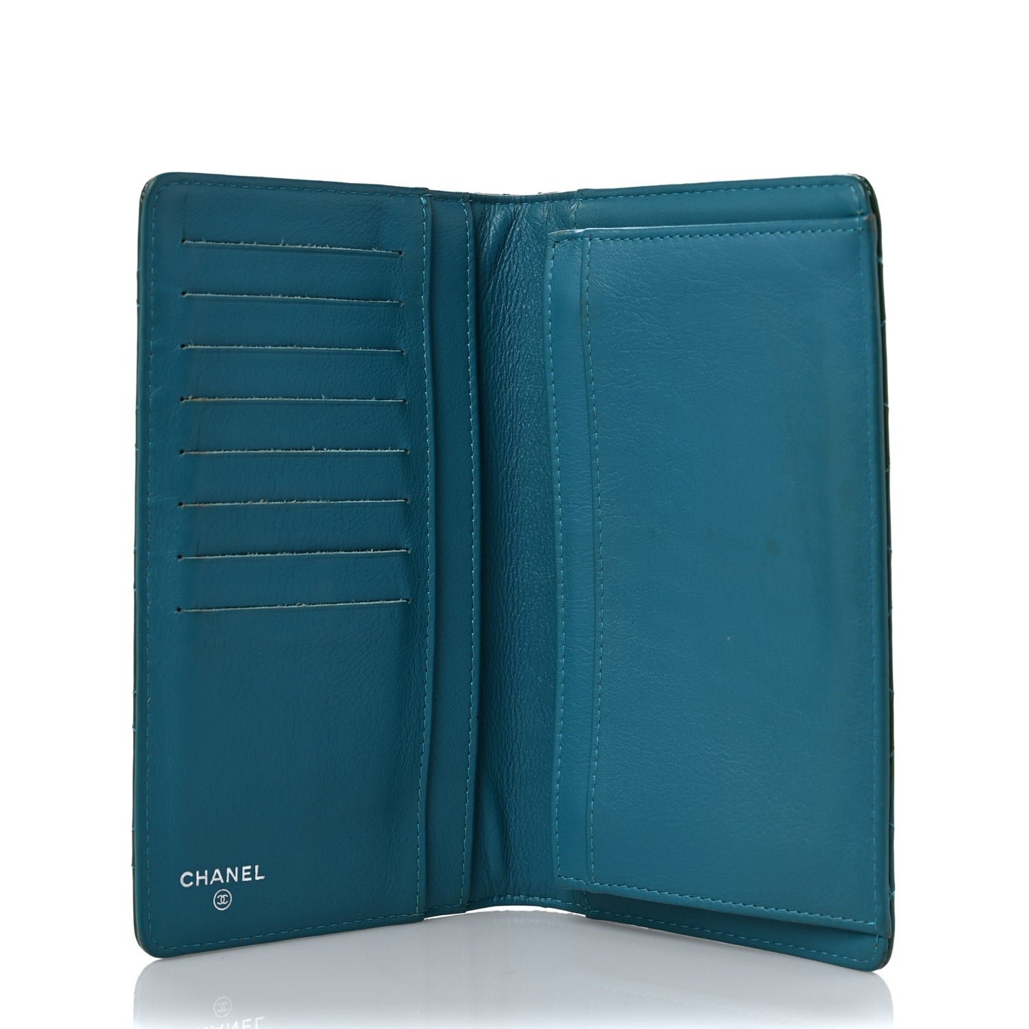 Patent Quilted Brilliant Yen Wallet Blue