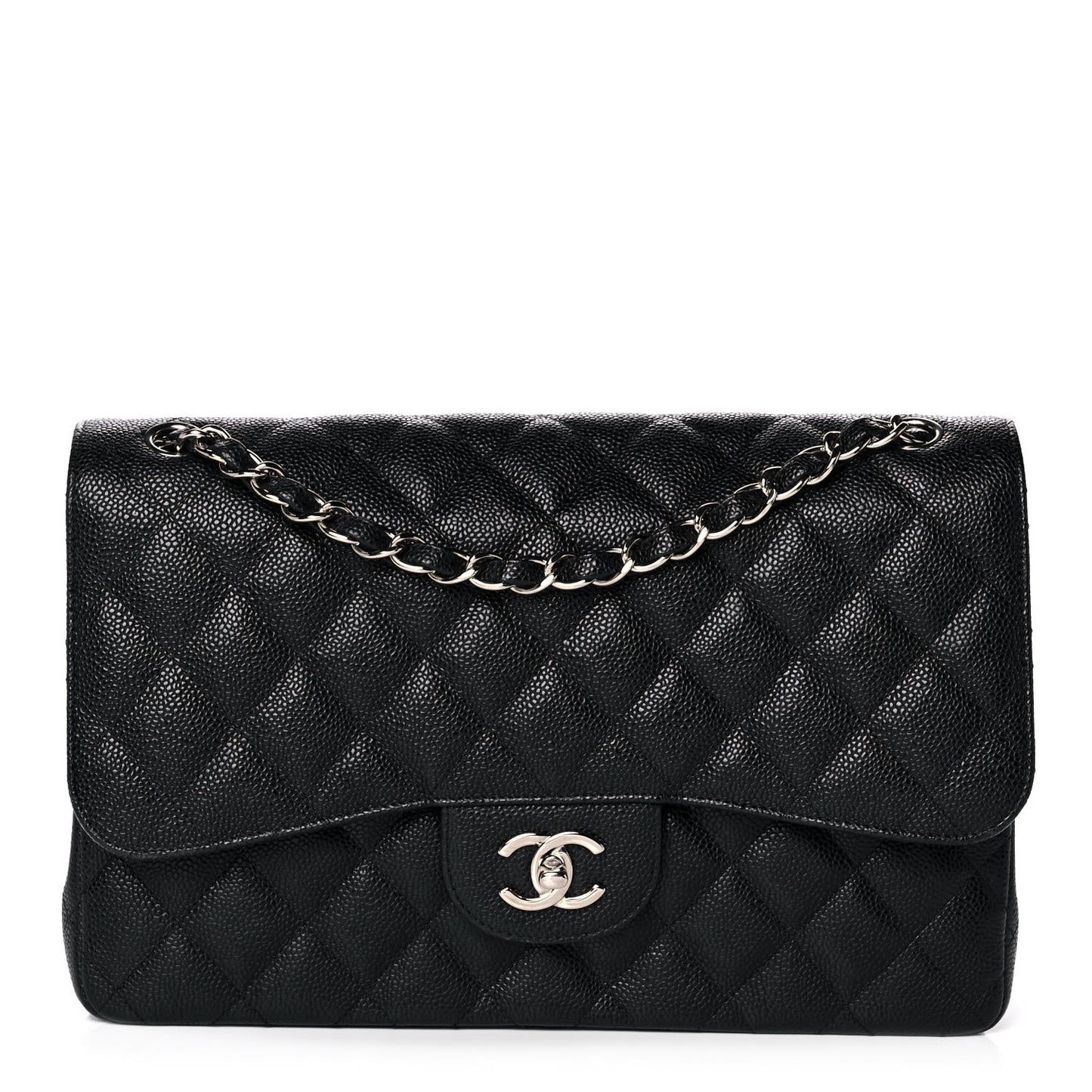 Caviar Quilted Jumbo Double Flap Black