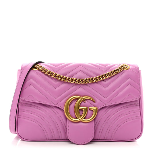 Calfskin Matelasse Medium GG Marmont Shoulder Bag Candy Mousse