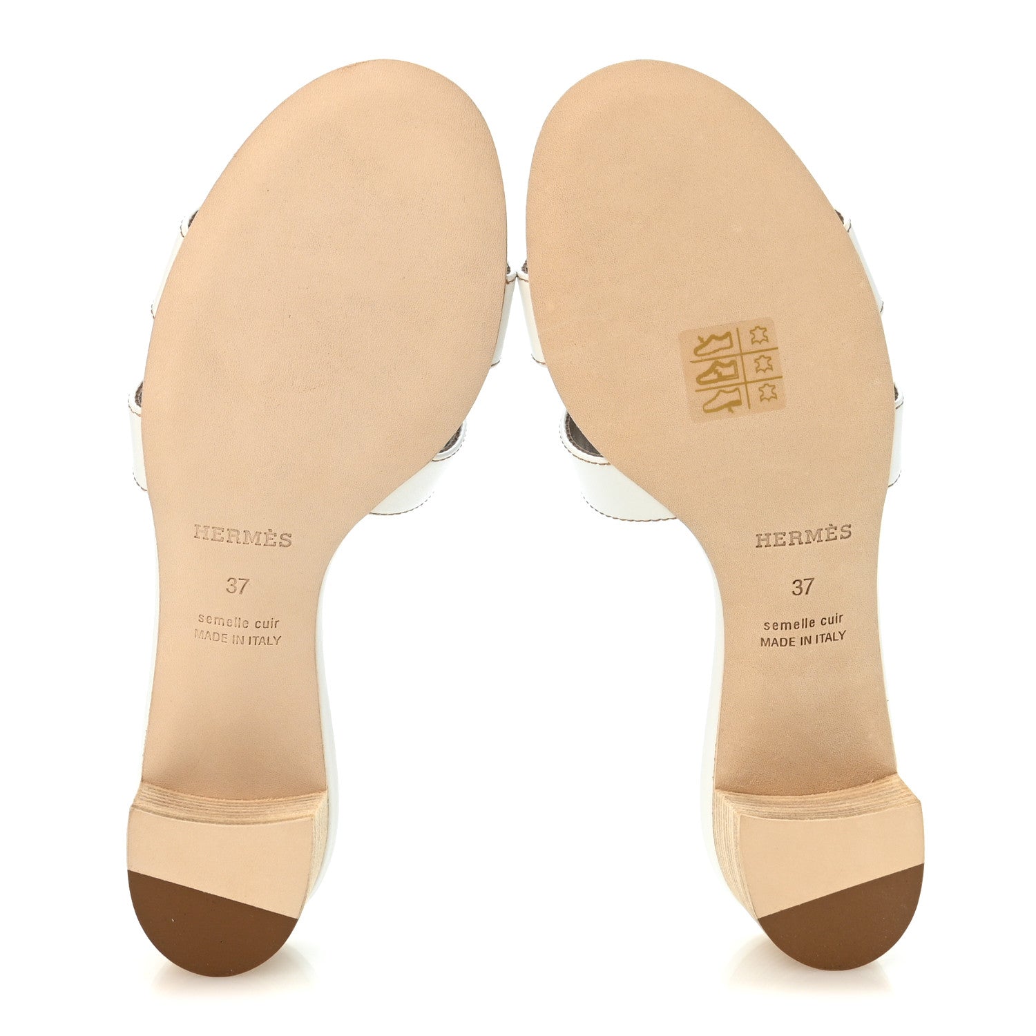 Hermes Calfskin Oasis Sandals 37 White 6 of 10