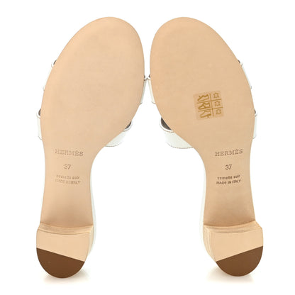 Hermes Calfskin Oasis Sandals 37 White 6 of 10