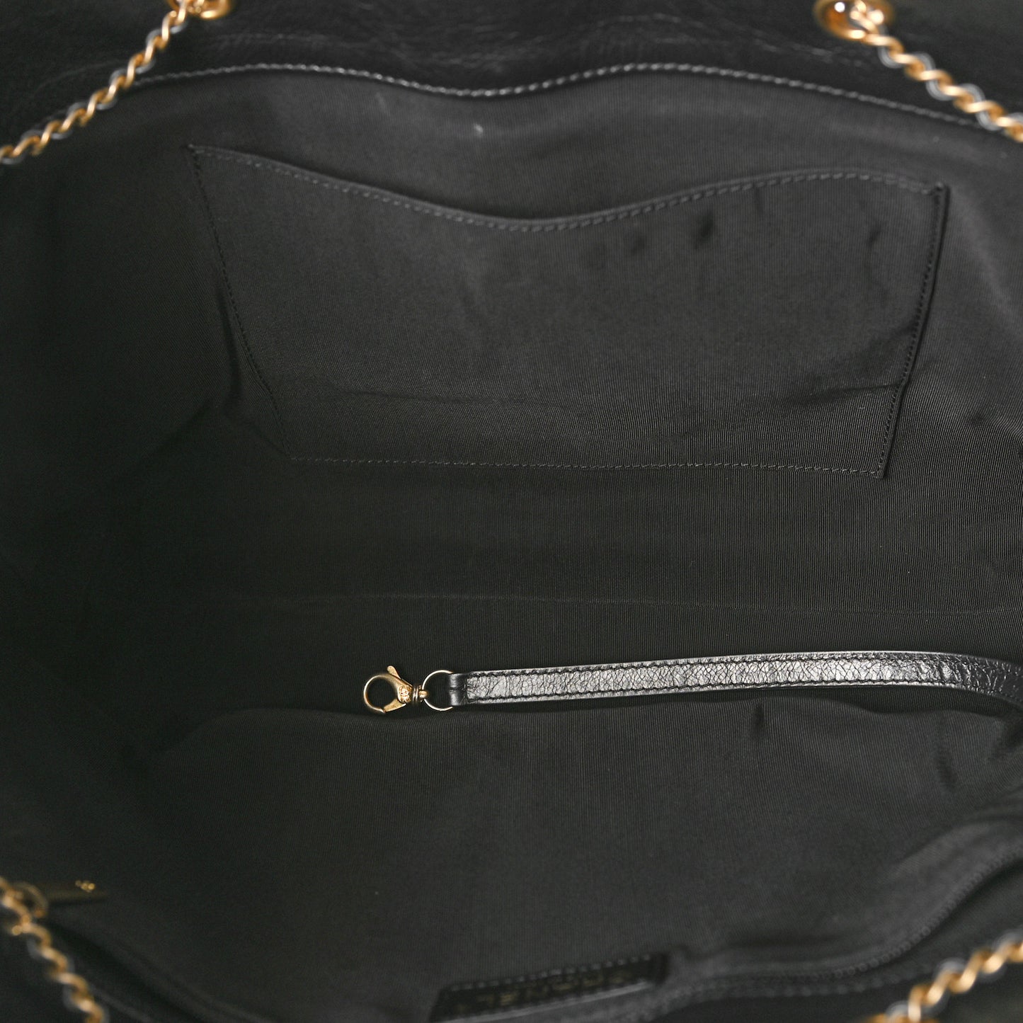 Aged Calfskin Quilted Drawstring Shopping Tote Black