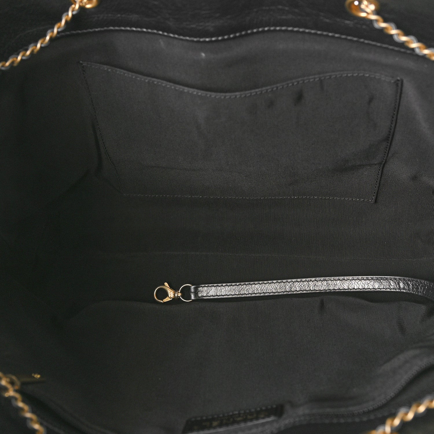Chanel Aged Calfskin Quilted Drawstring Shopping Tote Black 5 of 9