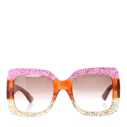 Gucci Square Frame GG0083S Sunglasses Glitter Pink Multi 2 of 8