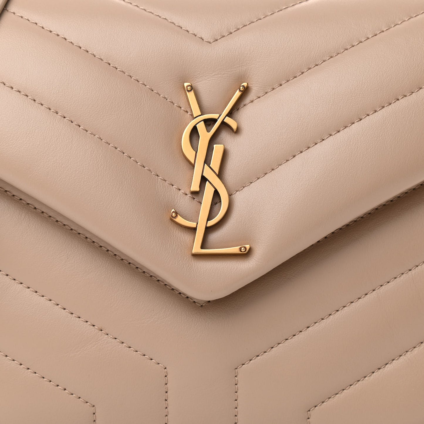 Calfskin Y Quilted Monogram Small Loulou Chain Satchel Dark Beige