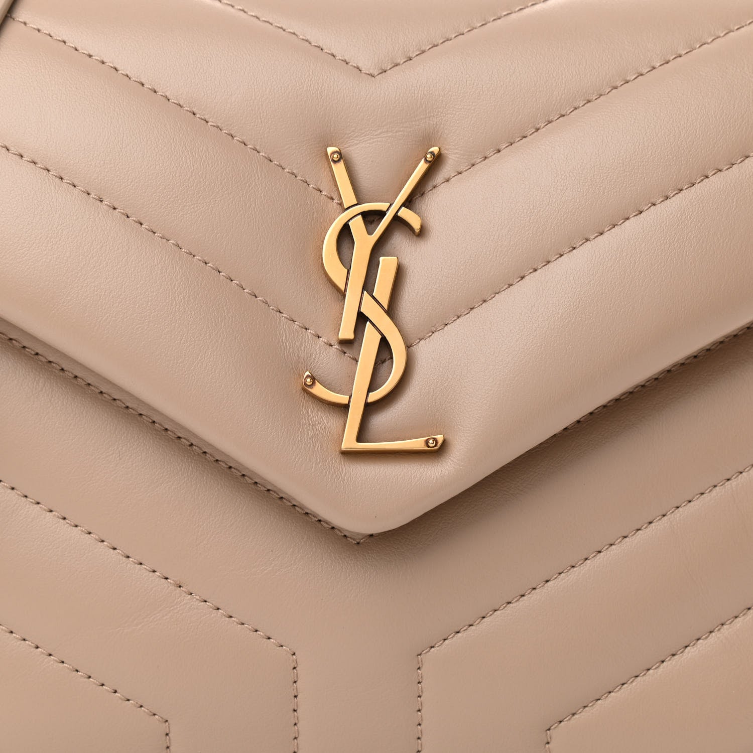 Saint Laurent Calfskin Y Quilted Monogram Small Loulou Chain Satchel Dark Beige 9 of 11