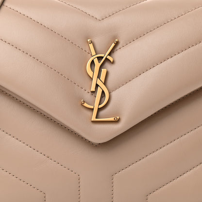 Saint Laurent Calfskin Y Quilted Monogram Small Loulou Chain Satchel Dark Beige 9 of 11