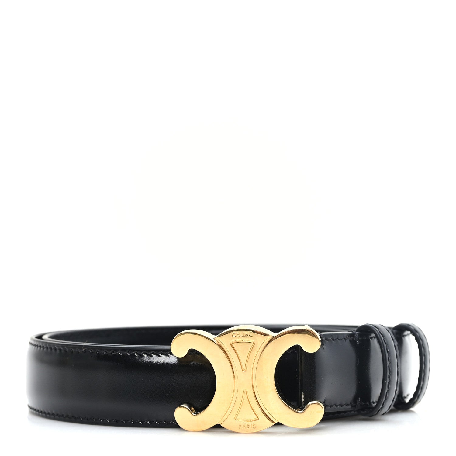 Celine Box Calfskin Medium 25mm Triomphe Belt Black 80 32 Black 1 of 5