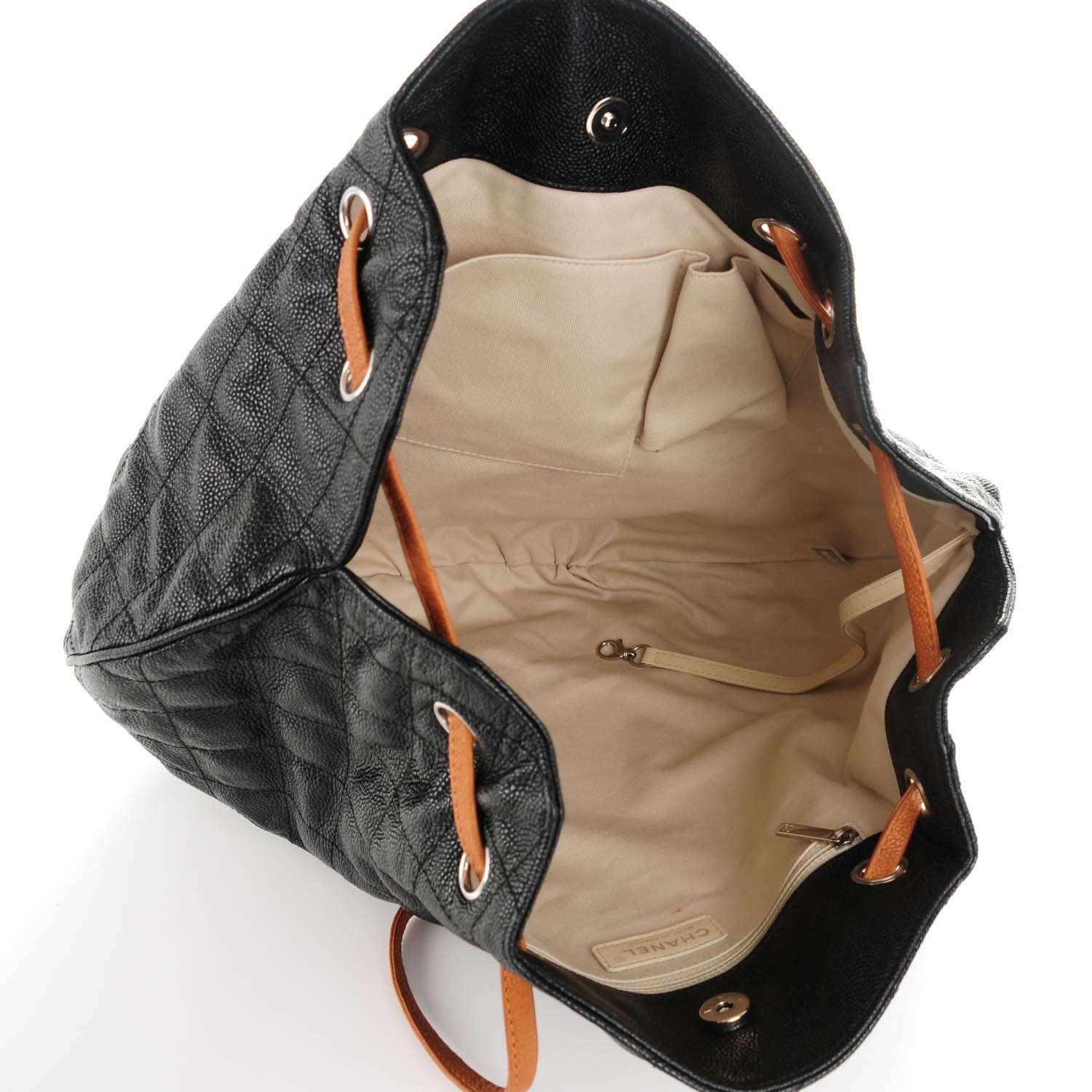 Chanel Crumpled Grained Calfskin Drawstring Tote Black 5 of 7