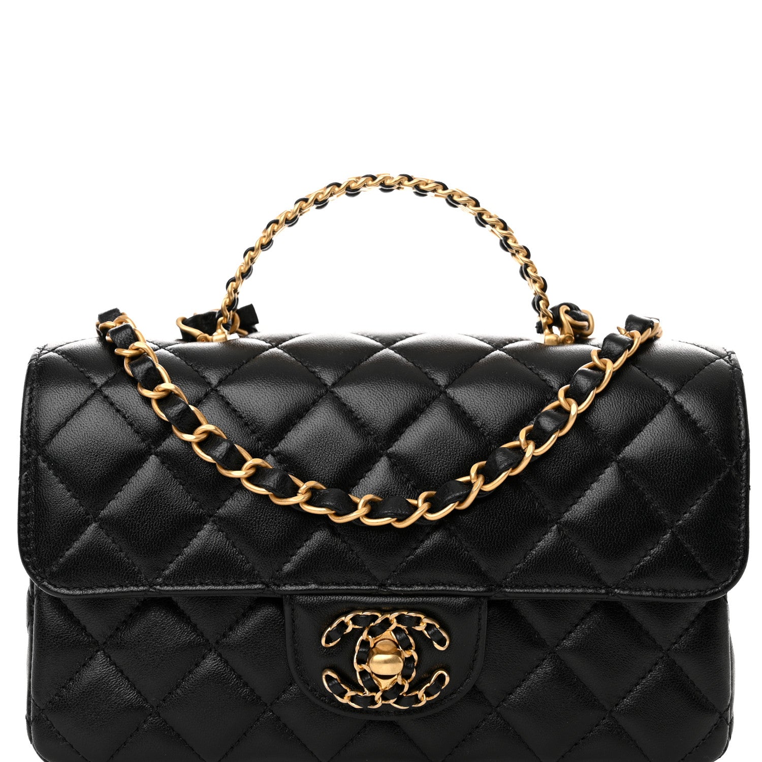 Chanel Lambskin Quilted Mini Strass On Top Flap Black 8 of 11