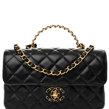 Chanel Lambskin Quilted Mini Strass On Top Flap Black 8 of 11