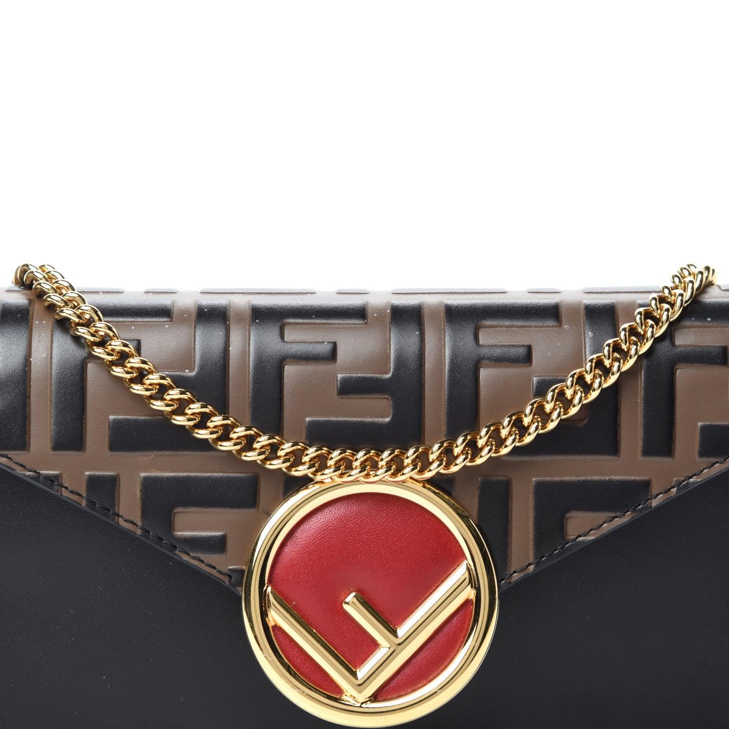 Fendi Vitello Liberty F is Fendi Bi-Color FF 1974 Embossed Envelope Belt Bag Maya Black 12 of 12