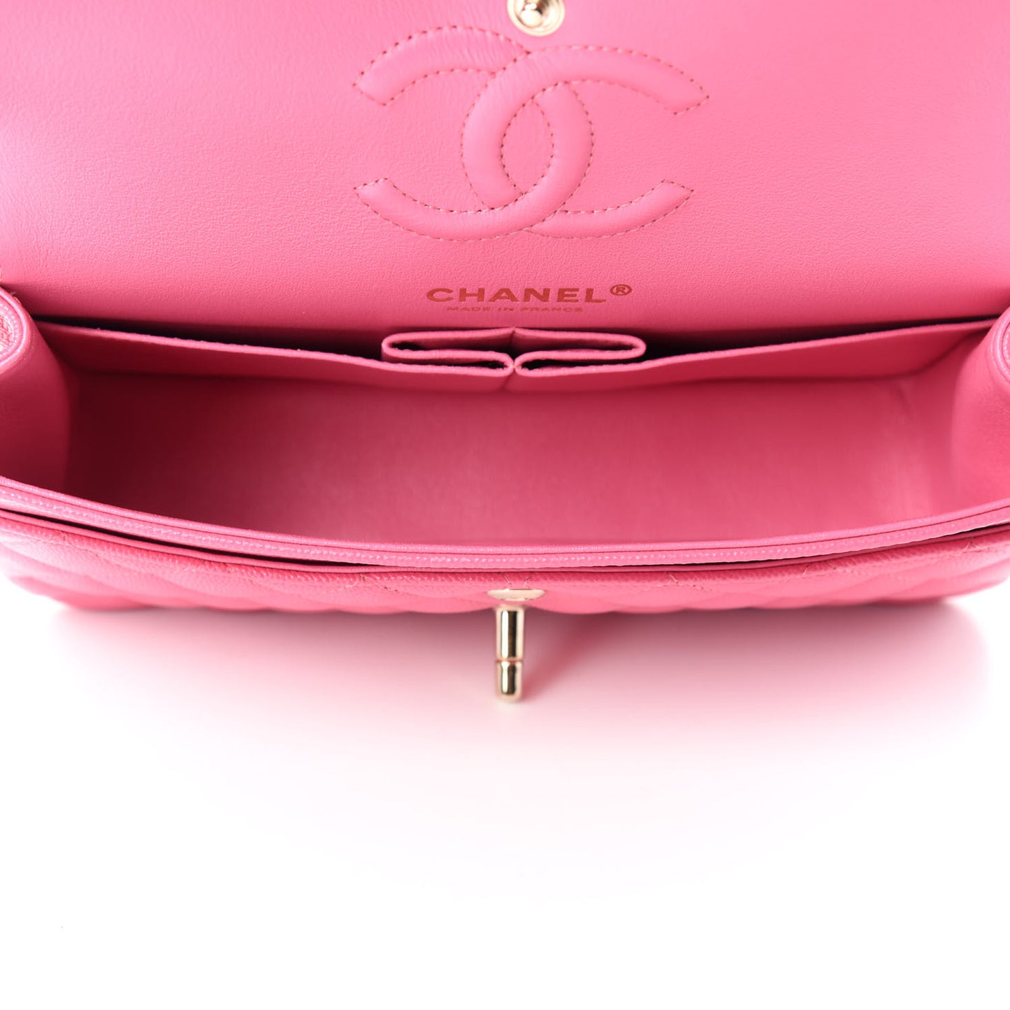 Caviar Quilted Small Double Flap Pink