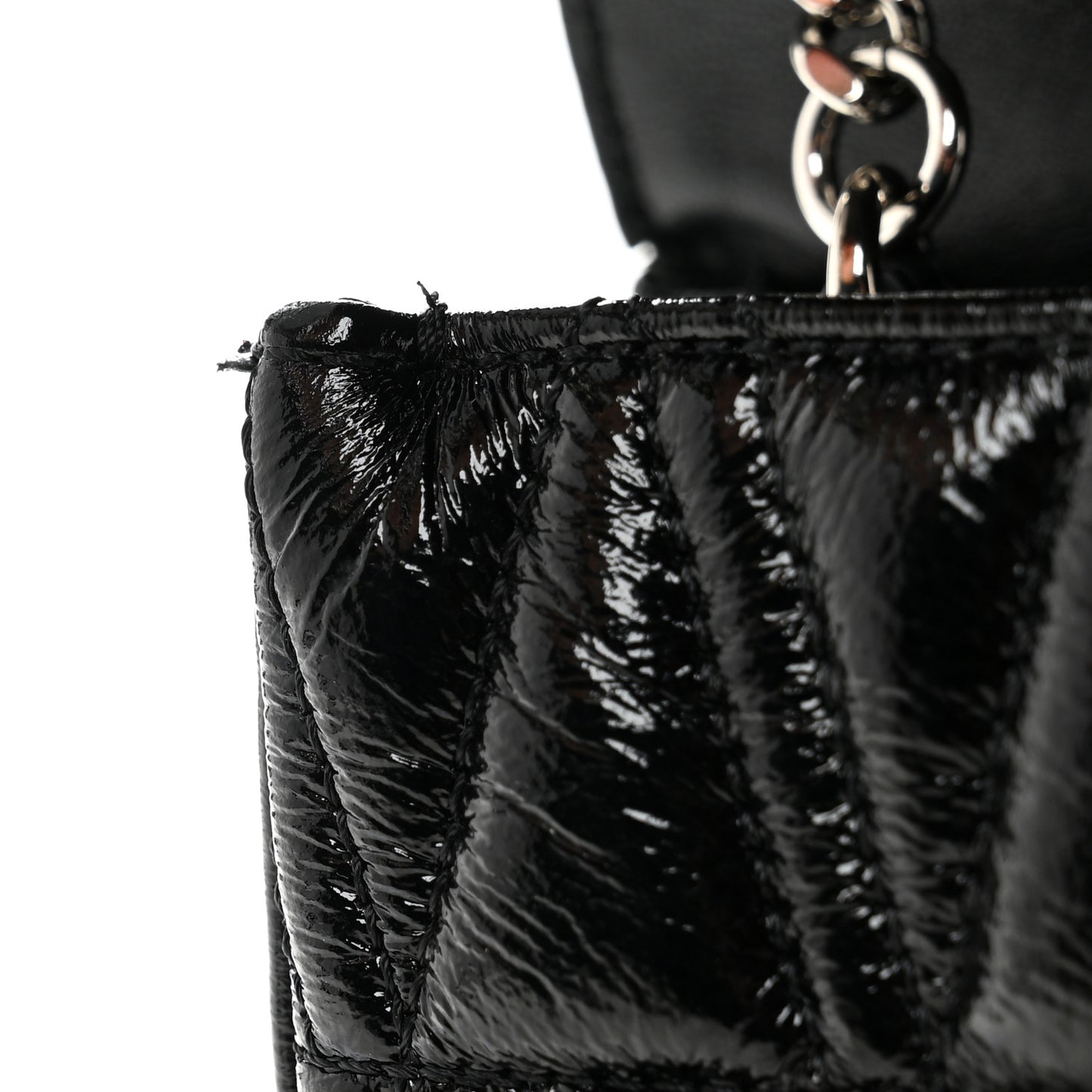 Patent Nappa Quilted Virtus Shoulder Bag Black