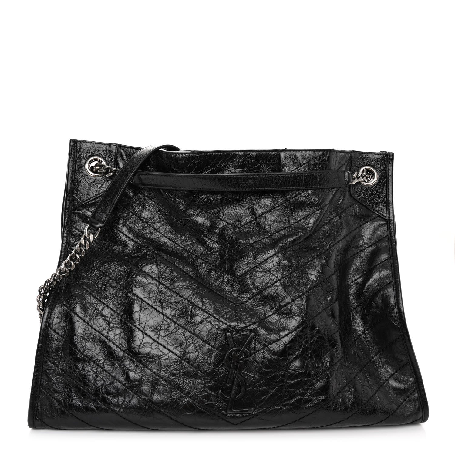 Saint Laurent Crinkled Calfskin Matelasse Monogram Niki Shopper Tote Black 1 of 9