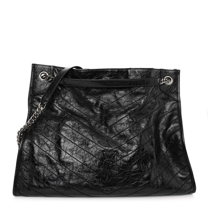 Saint Laurent Crinkled Calfskin Matelasse Monogram Niki Shopper Tote Black 1 of 9