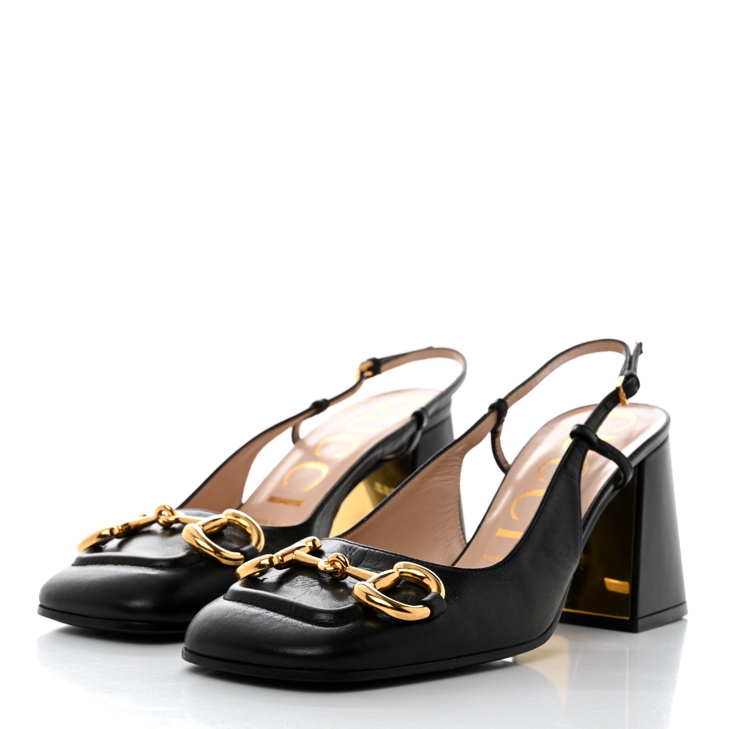 Gucci Malaga Kid Horsebit 75mm Slingback Pumps 38.5 Black 3 of 7