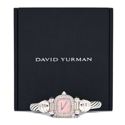 David Yurman Sterling Silver Diamond Bezel Pink Mother of Pearl Pink Tourmaline 21mm Classic Cable Quartz Watch 5 of 5