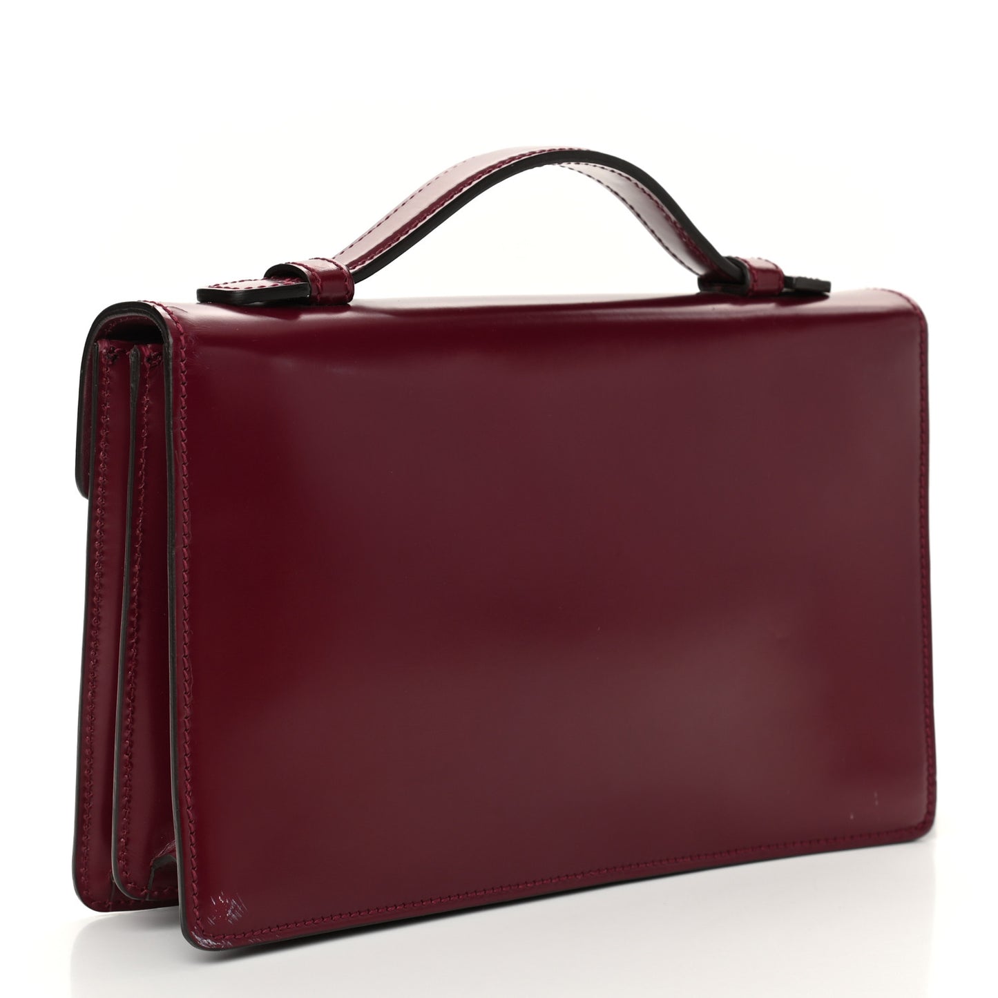 Regent Calfskin Small Lady Lock Briefcase Clutch Purple Wine