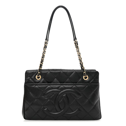 Chanel Caviar Quilted CC Timeless Soft Tote Black 1 of 14