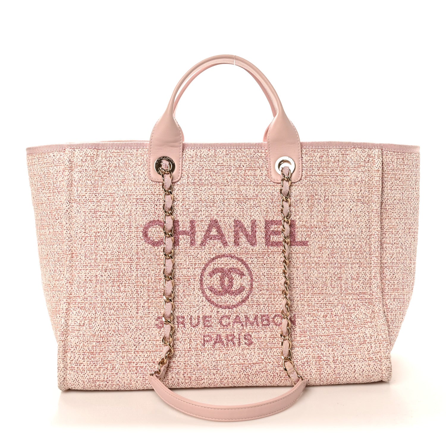 Chanel Lurex Boucle Deauville Medium Tote Pink 1 of 10