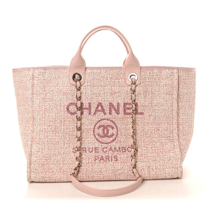 Chanel Lurex Boucle Deauville Medium Tote Pink 1 of 10
