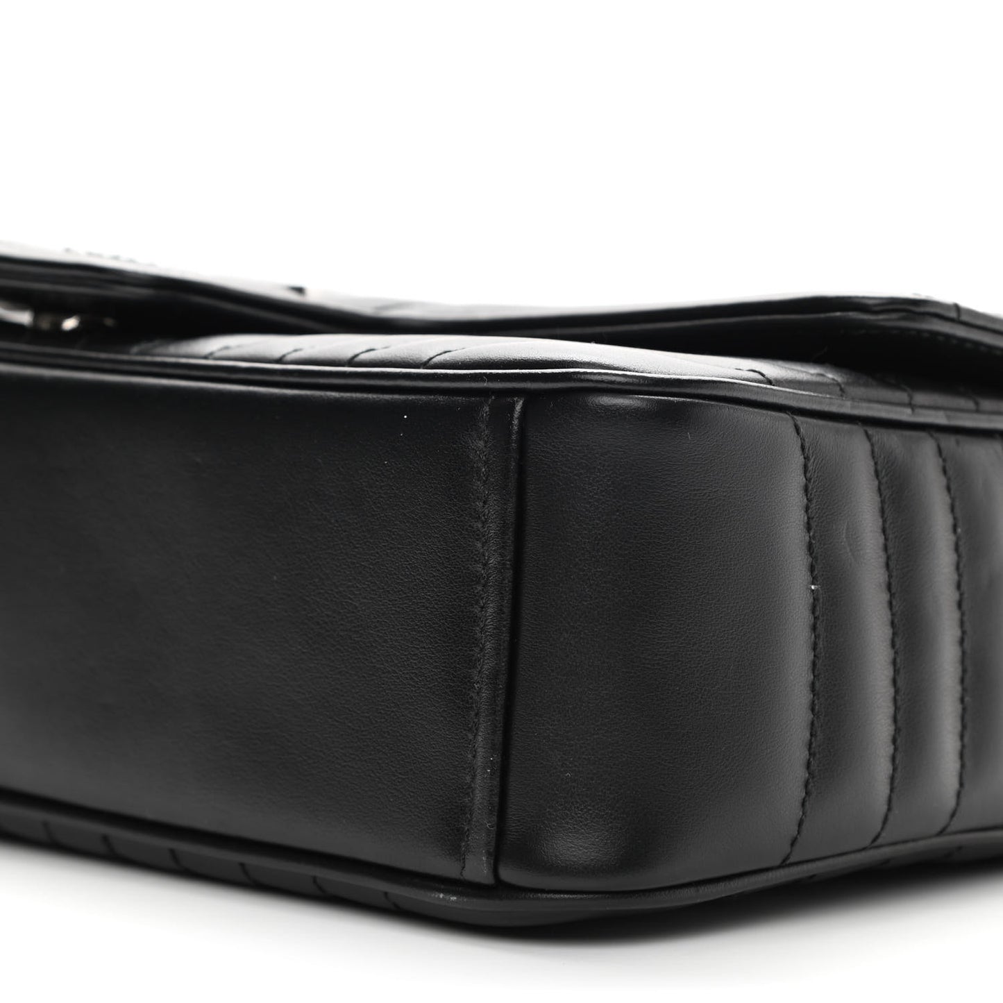 Soft Calfskin Impunture Diagramme Large Chain Flap Shoulder Bag Black