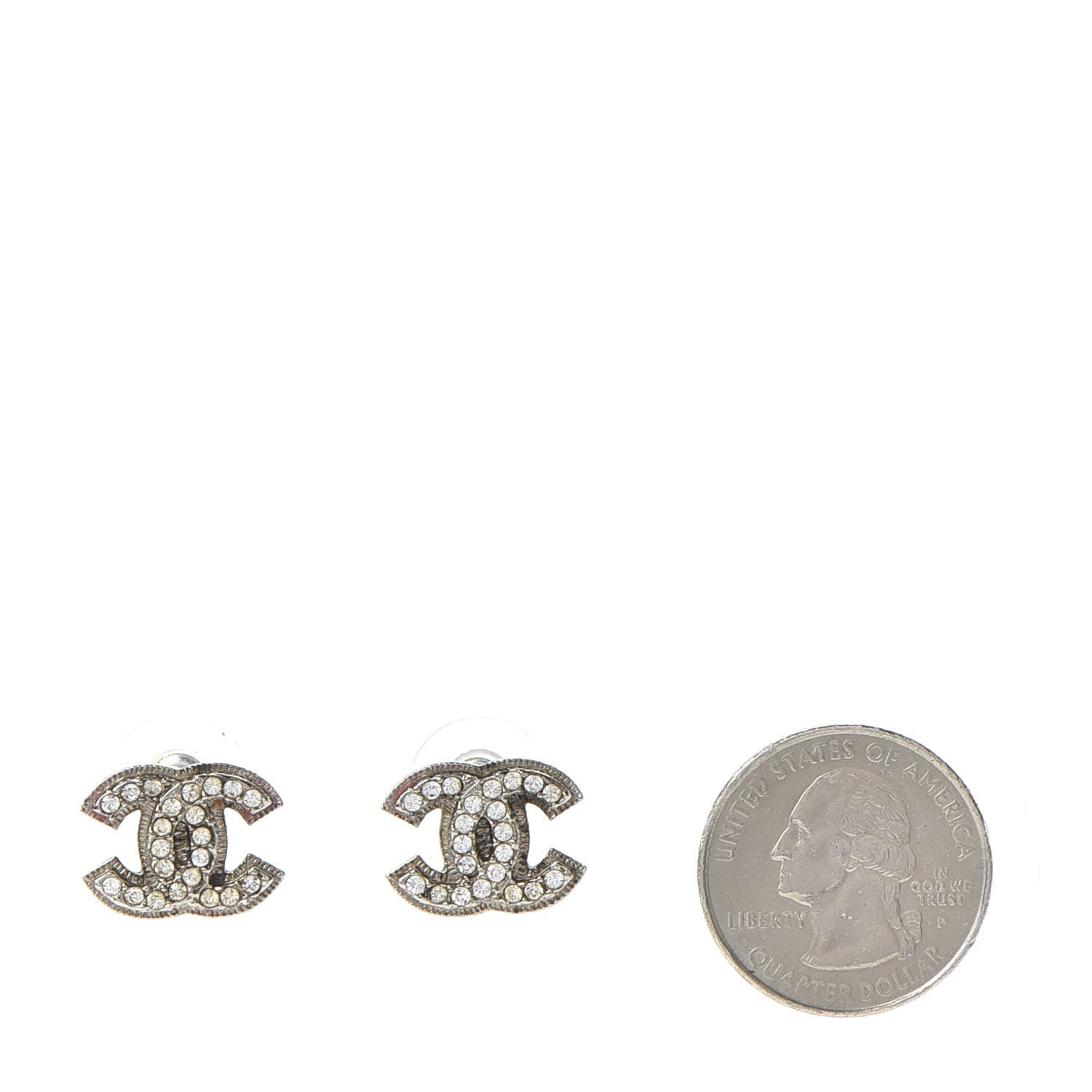 Chanel Crystal CC Earrings Silver 2 of 4