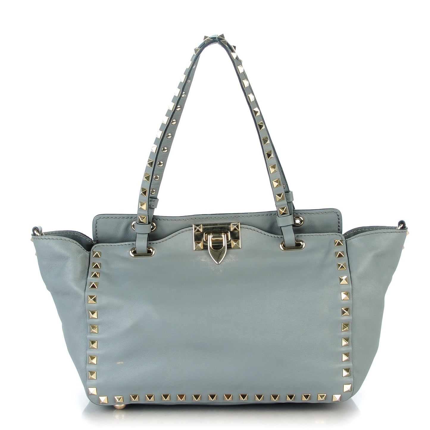 Vitello Small Rockstud Tote Stone