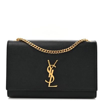 Saint Laurent Grain De Poudre Medium Classic Monogram Kate Satchel Black 1 of 14
