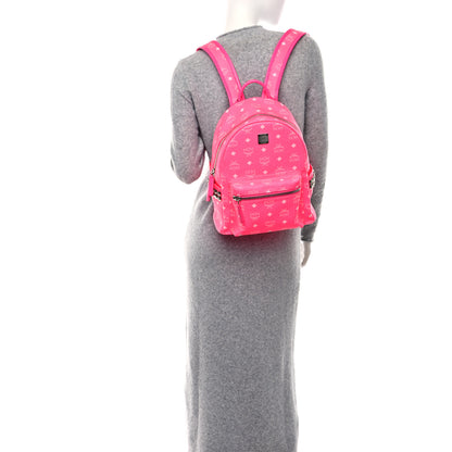 MCM Visetos Small Side Stud Stark Backpack Neon Pink 2 of 9
