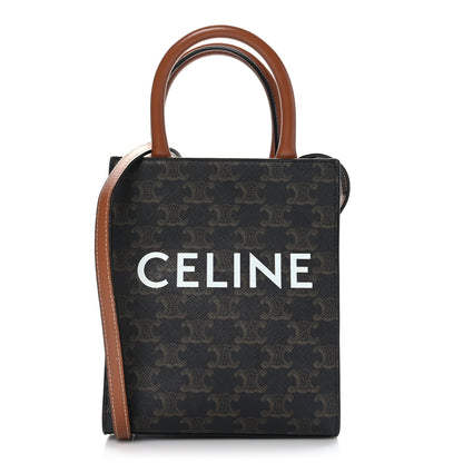 Celine Triomphe Canvas Calfskin Mini Vertical Cabas Tan 1 of 7