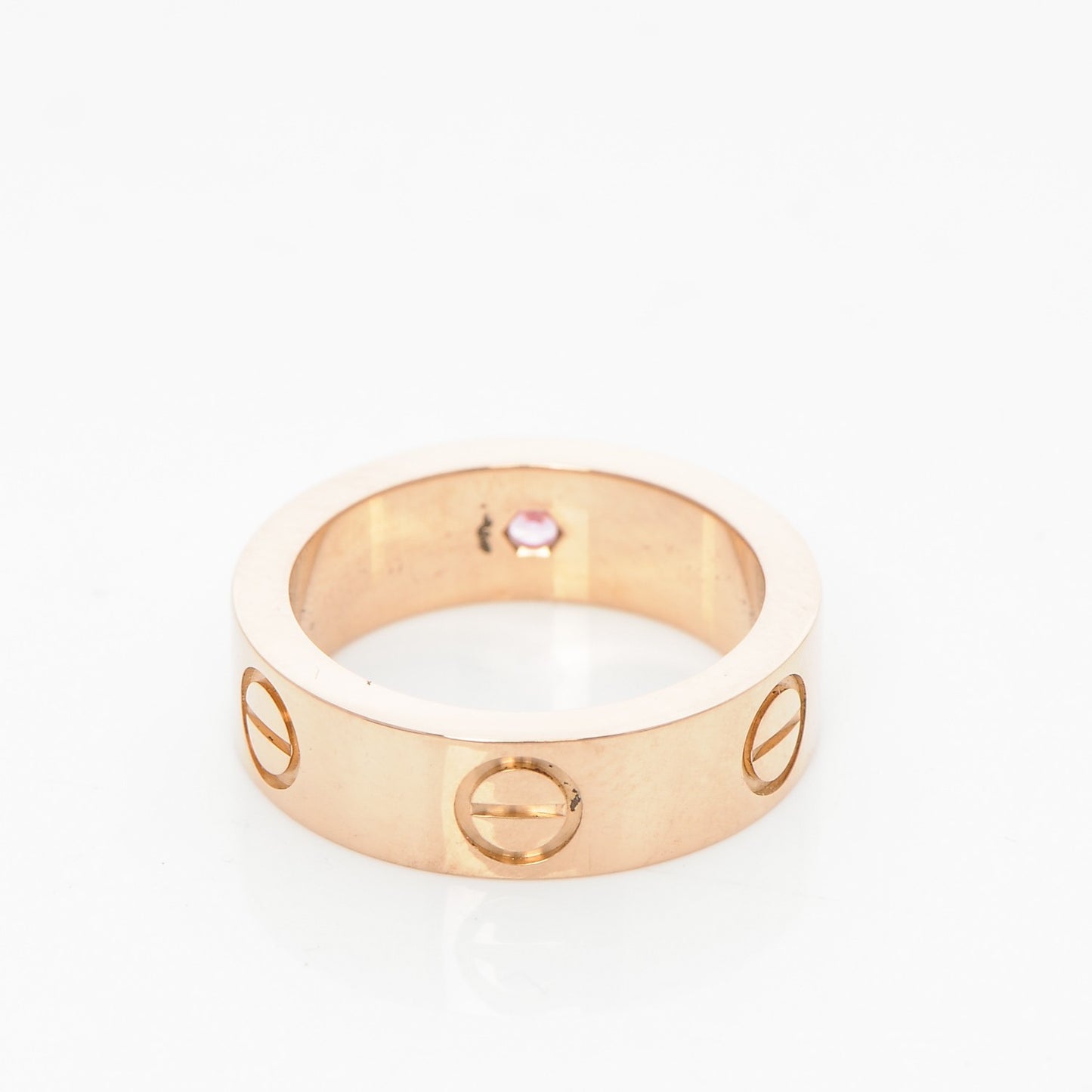 18K Pink Gold Pink Sapphire 5.5mm LOVE Ring 49 4.75