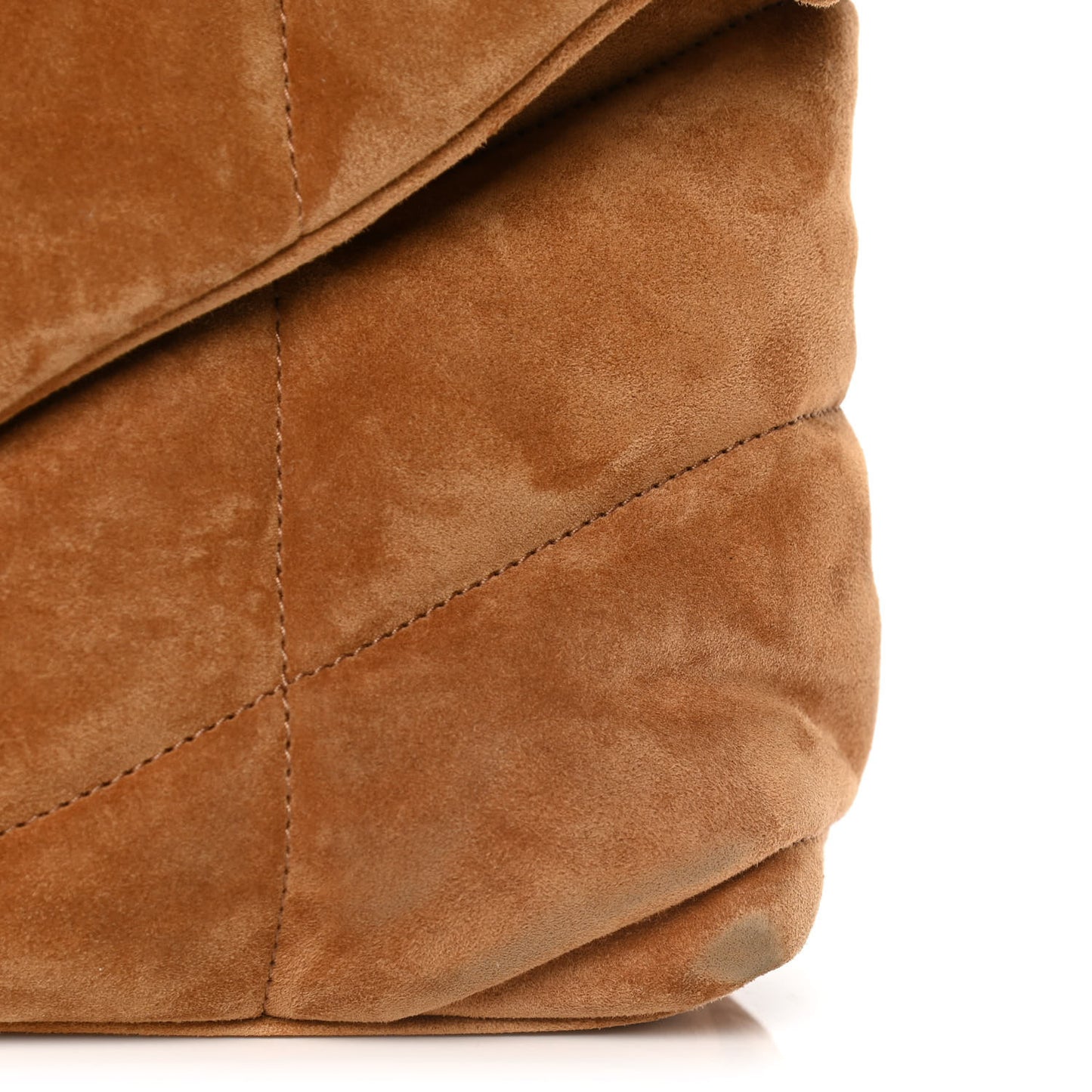Suede Calfskin Quilted Small Loulou Puffer Monogram Chain Satchel Cinnamon